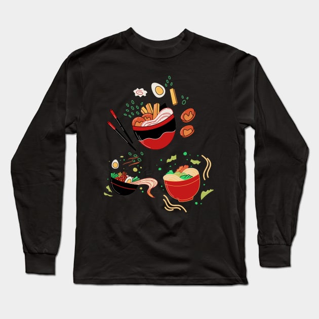 Ramen Noodle Long Sleeve T-Shirt by BeragonRe